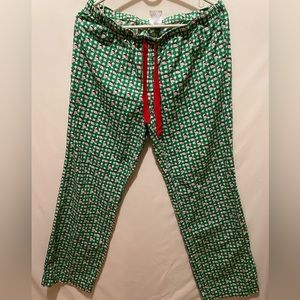 Vineyard Vines Green Pajama Lounge Pants Whale Santa Hat Drawstring Christmas S
